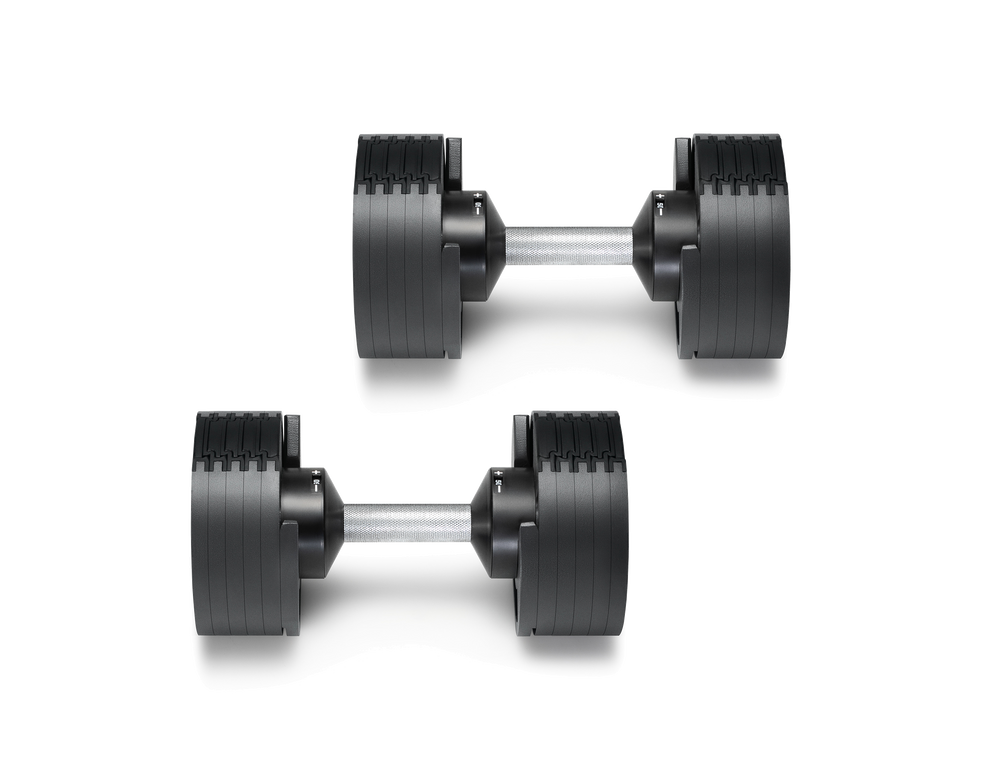 NÜOBELL 50lb Adjustable Dumbbell Set SMRTFT Variant(s) - Color BLACK_50_MBS50lb_solo_01