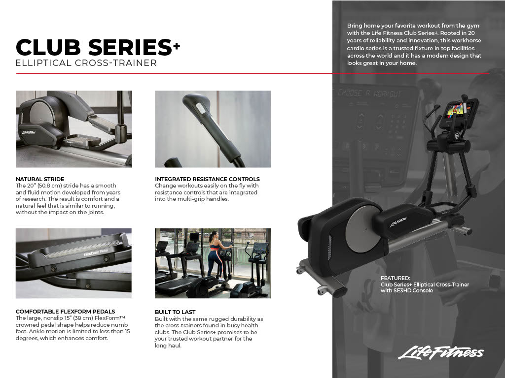 Life Fitness Club Series + Elliptical Cross Trainer w/ SL Console - Black Life Fitness Elliptical; Commercial Frame Residential CO-009-23-Consumer-CrossTrainer-Sellsheet-Update-vf1024_1_2048x2048_0e7567ee-e51a-42c1-8f33-61752b36705b