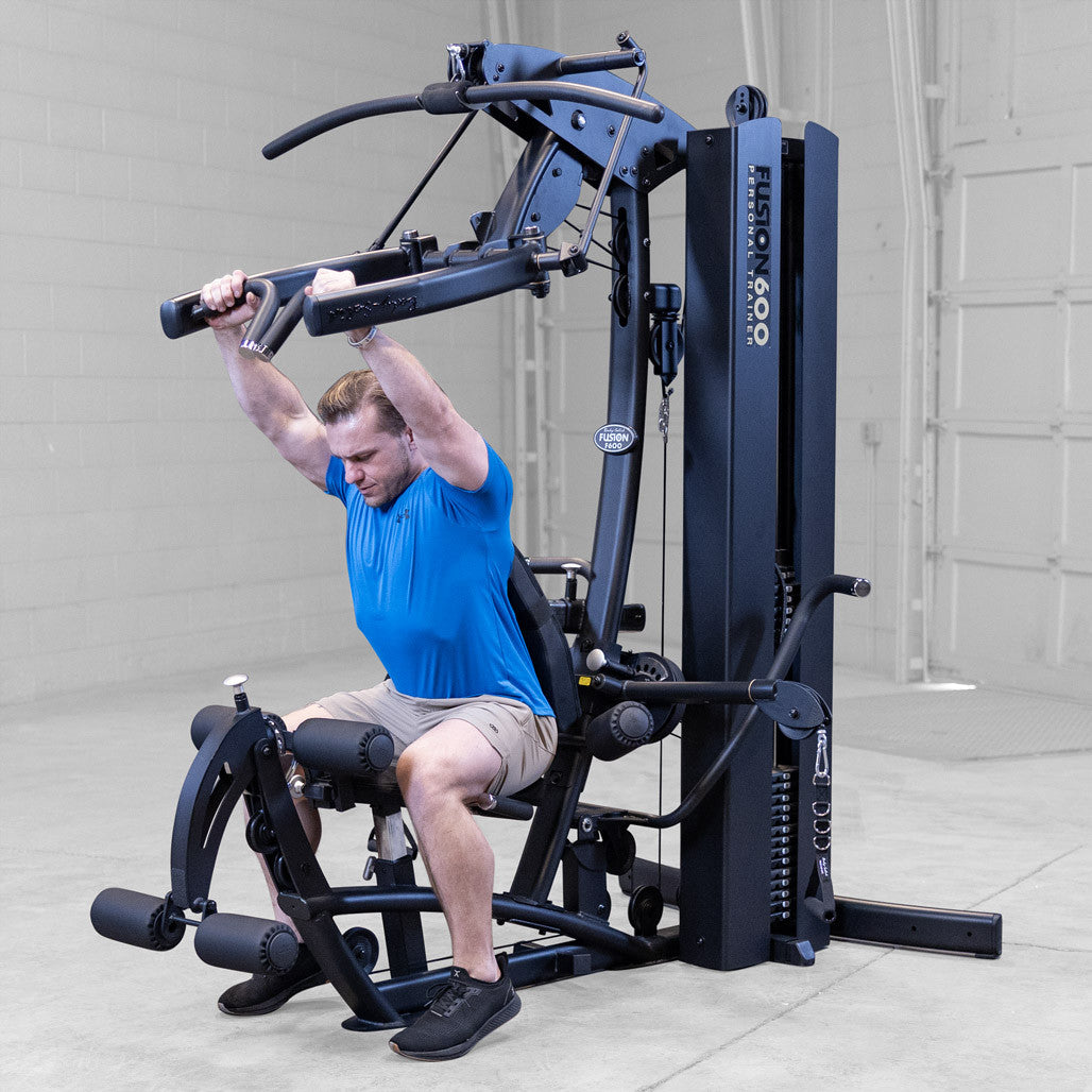 Body Solid - Fusion 600 Personal Gym | Black Body Solid Home Gym, Small; Single stack or a-frame double stack (functional trainer). 5 functions or less F600B_0O2A0669-1028__04187