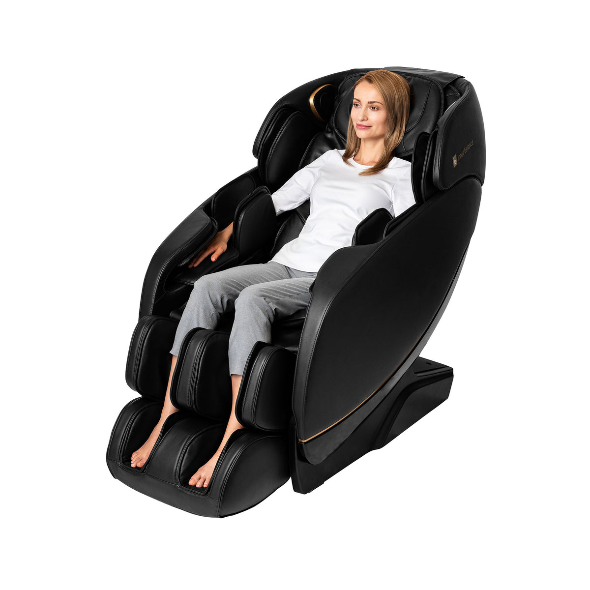 Inner Balance Jin 2.0 Massage Chair in use with woman seated