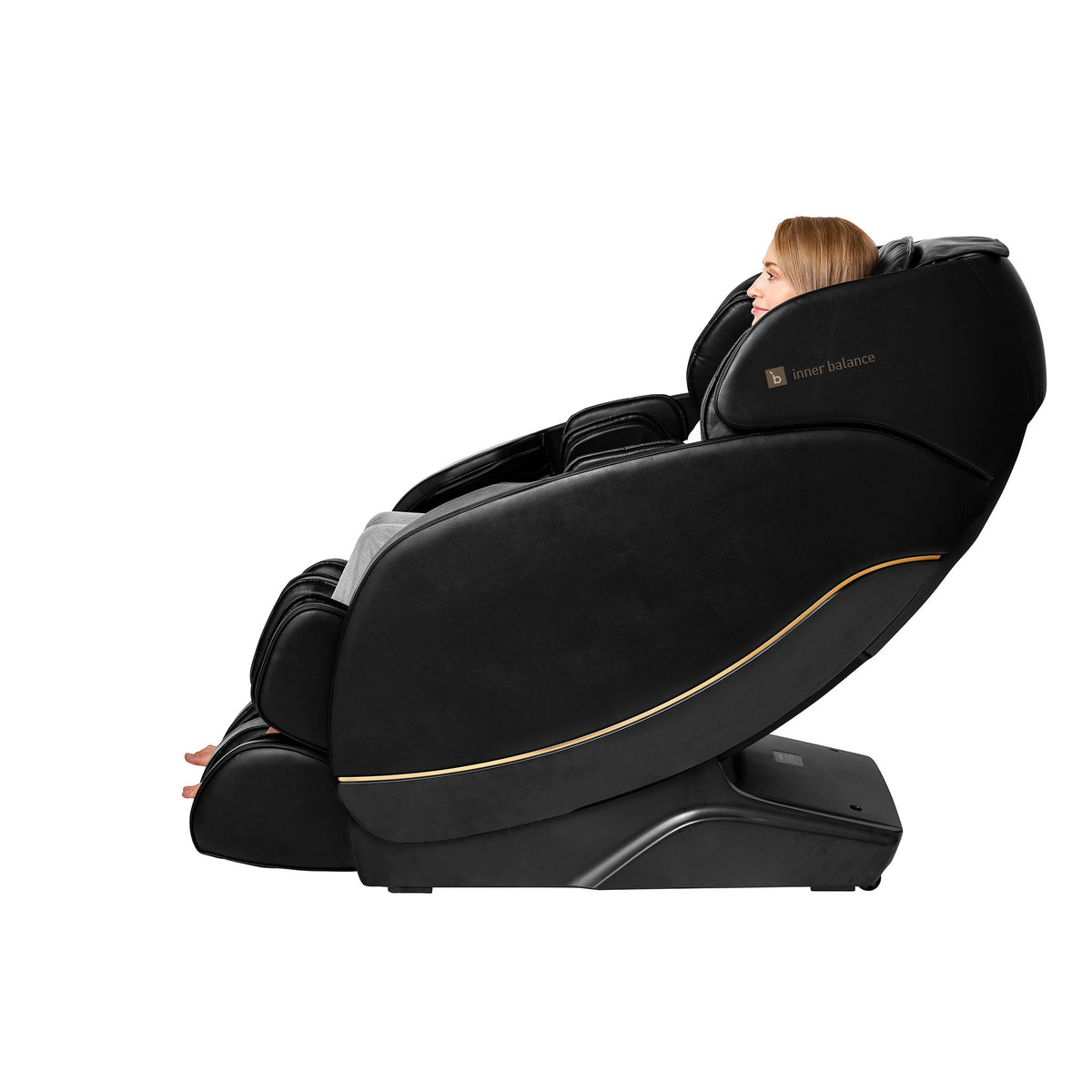 Inner Balance Jin 2.0 Massage Chair reclined right view with user