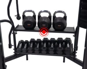 Inspire SF5 Horizontal Storage Rack, Adjustable - Final Stock Inspire Add-ons; leg-press, specialized benchs, multi-hip SF5_RackFeature_408x326_09-27-23-300x240