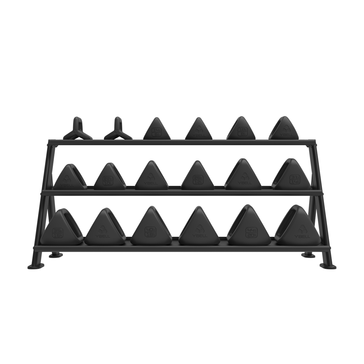 TRX YBell® Horizontal Rack – Long TRX Dumbell racks, power block stand, plate and bar storage, kettlebell racks, ball racks TRX_YBell_PDP_V6_18pcPRO_LongHRack