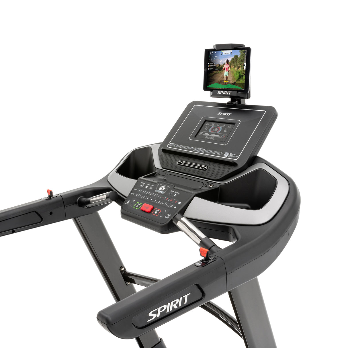 Spirit XT385 Treadmill Spirit Treadmills under 350lbs XT385_WR_XT385_Console-right-_-iPad_Kinomap