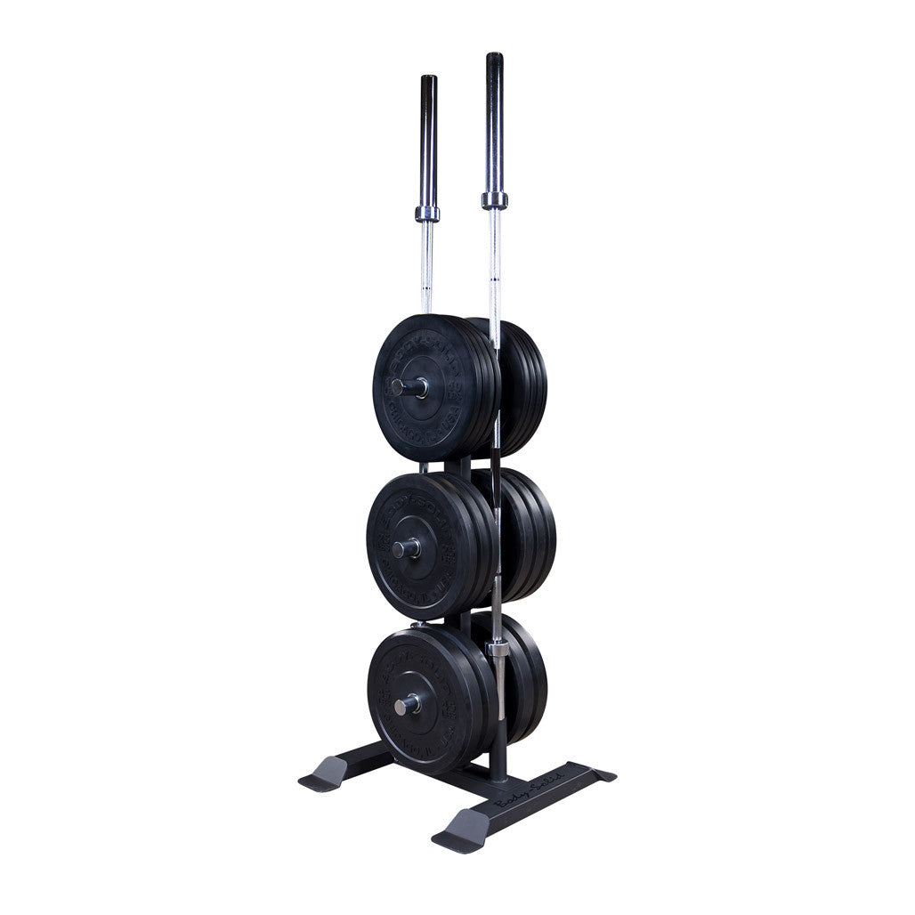 GWT56 2" Olympic Plate Tree and Bar Holder Body Solid Dumbell racks, power block stand, plate and bar storage, kettlebell racks, ball racks body-solid_gwt56-2-olympic-plate-tree-and-bar-holder_view-2