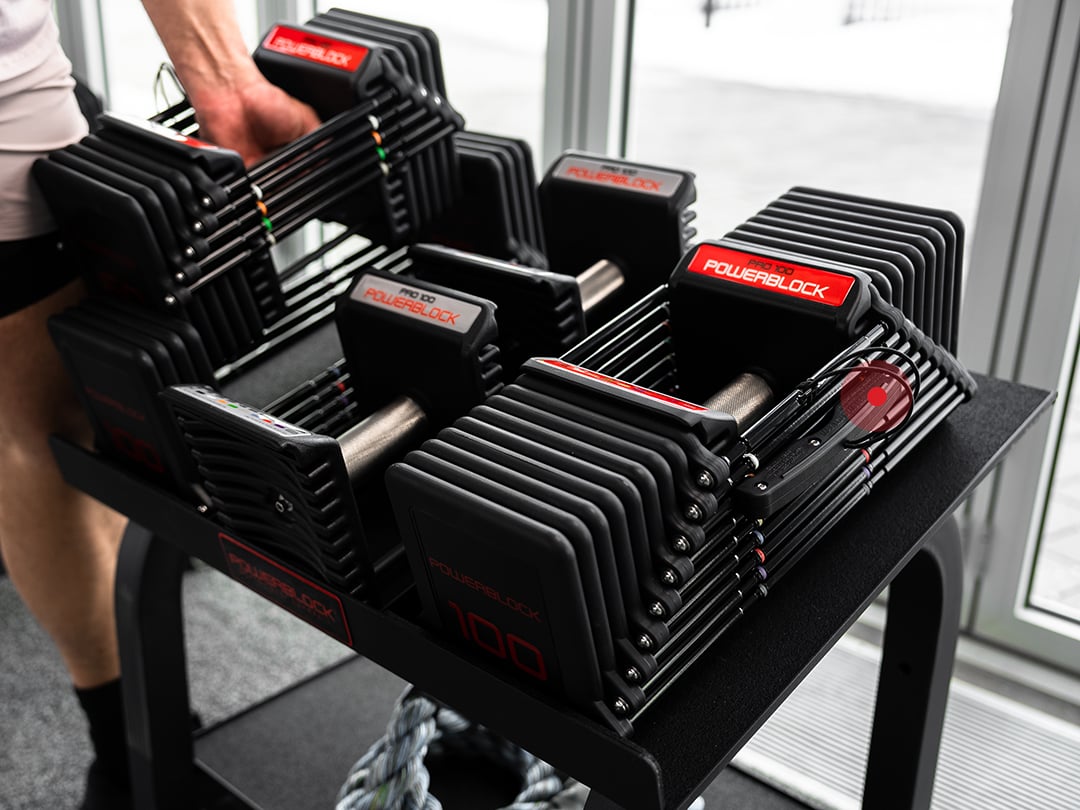 PowerBlock Commercial Pro 100 Set 5-100 lbs w/ Stand PowerBlock Dumbbells commercial-pro-100-_750-00309-00_pin