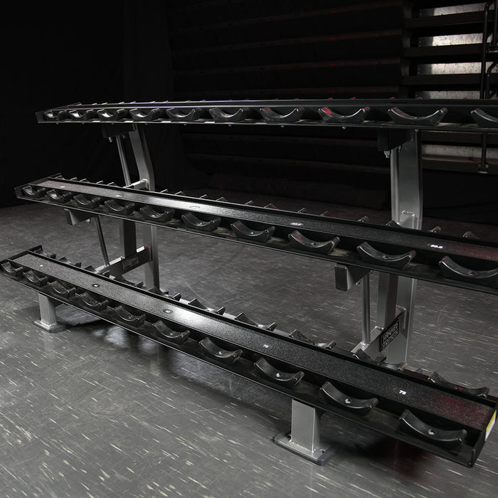 Hammer - 3 Tier Dumbbell Rack for 15 Pairs Life Fitness Dumbell racks, power block stand, plate and bar storage, kettlebell racks, ball racks life-fitness_hammer-3-tier-dumbbell-rack-for-15-pairs_view-3