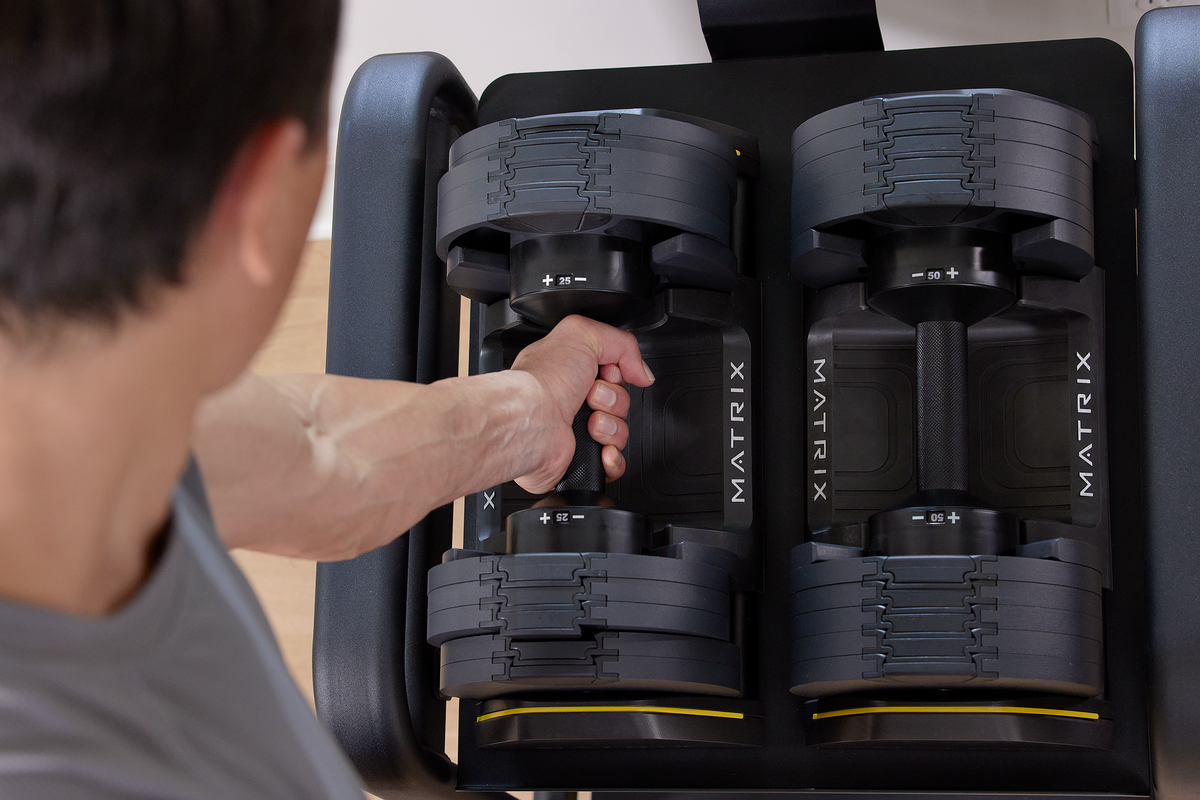 Matrix 50 lb Adjustable Dumbbells Matrix Dumbbells matrix_50-lb-adjustable-dumbbells_view-5