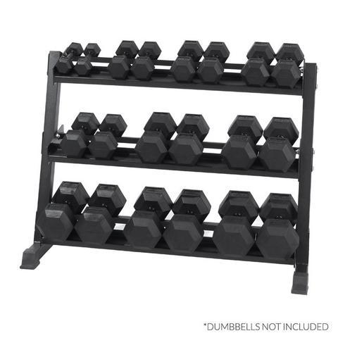 XM Fitness 3-Tier Dumbbell Storage Rack XM Fitness Dumbell racks, power block stand, plate and bar storage, kettlebell racks, ball racks xm-dumbbell-rack-equipped_large_1a563d66-05c8-4b53-975f-b75c28637842