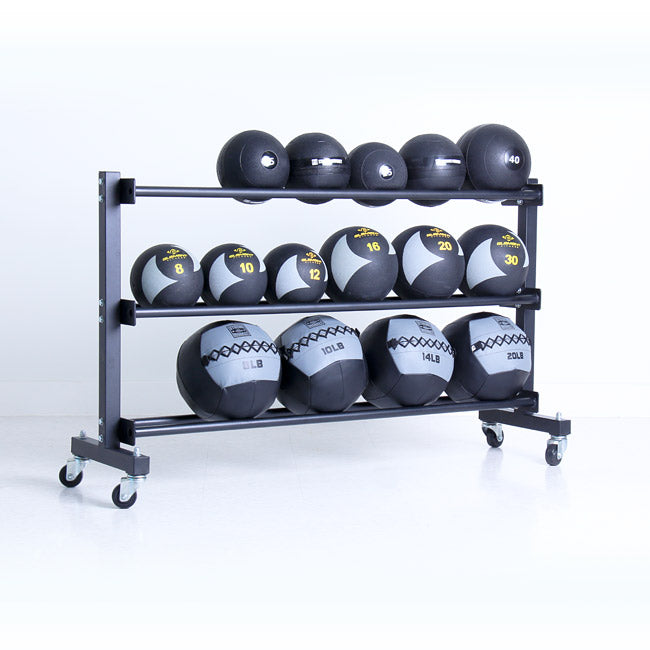 XM 3 Tier Commercial Med Ball Rack w/ wheels XM Fitness Dumbell racks, power block stand, plate and bar storage, kettlebell racks, ball racks xm-fitness_3-tier-commercial-med-ball-rack-w-wheels_view-3