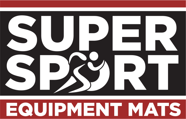Supersport 4x6 Black Equipment Mat - Discontinued SuperSport Rubber flooring, turf, large non-padded interlocking mats and flooring logo-SuperSport-red