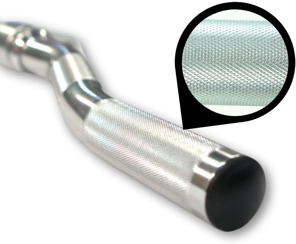 Gronk Fitness curl bar knurled grip close-up