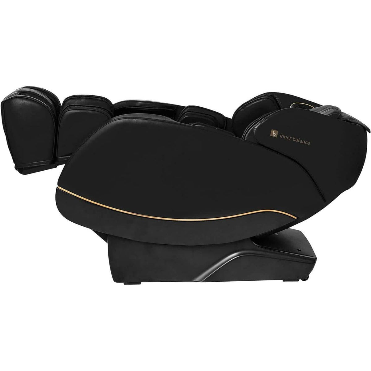 Jin 2.0 Massage Chair reclined side view in black leather