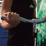 Gronk Fitness curl bar in use close-up