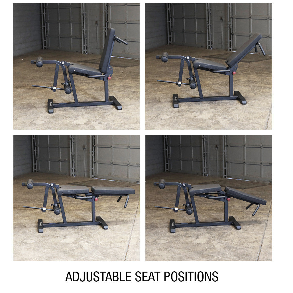 Body Solid GLCE365B Leg Extension Curl Machine Body Solid Modular; preacher curl, vkr, ab, roman chair GLCE-SeatPositions__97229.1735670937