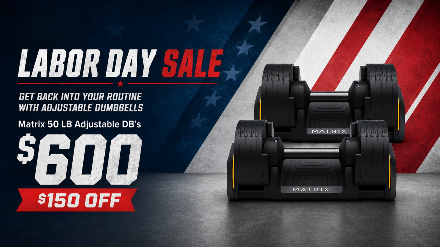 Matrix 50 Lb Adjustable Dumbbells Labor Day Sale Banner- $600