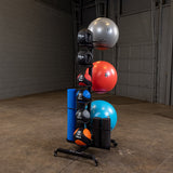 Body Solid GAR100 Mobile Multi Accessory Rack Body Solid Dumbell racks, power block stand, plate and bar storage, kettlebell racks, ball racks body-solid_gar100-mobile-multi-accessory-rack_view-2
