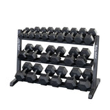 Body Solid GDR48B 3-Tier Dumbbell Rack Body Solid Dumbell racks, power block stand, plate and bar storage, kettlebell racks, ball racks body-solid_gdr48b-3-tier-dumbbell-rack_view-2