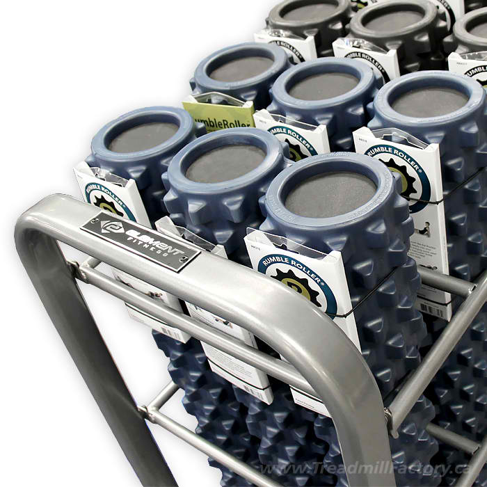 Element Fitness Foam Roller Rack 4 Slot Element Fitness Dumbell racks, power block stand, plate and bar storage, kettlebell racks, ball racks element-fitness_foam-roller-rack-4-slot_view-2