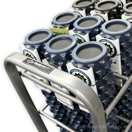 Element Fitness Foam Roller Rack 4 Slot Element Fitness Dumbell racks, power block stand, plate and bar storage, kettlebell racks, ball racks element-fitness_foam-roller-rack-4-slot_view-2