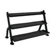 Gronk Fitness 3 Tier Dumbbell/Kettlebell Rack Gronk Fitness Products Dumbell racks, power block stand, plate and bar storage, kettlebell racks, ball racks gronkfitness_3-tier-flat-tray-dumbbell-kettlebell-rack-fits-5-75lb-db-set_main