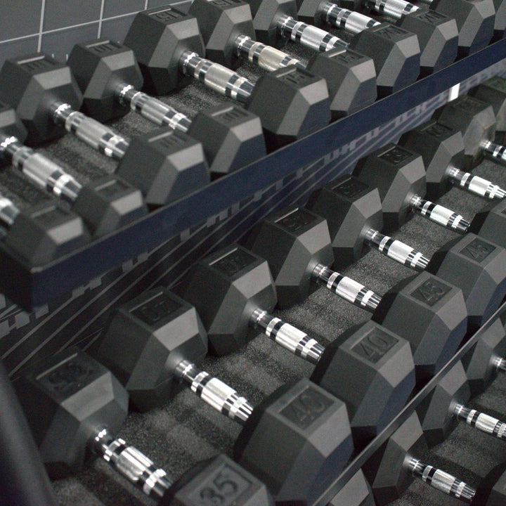 Gronk Fitness 3 Tier Dumbbell/Kettlebell Rack Gronk Fitness Products Dumbell racks, power block stand, plate and bar storage, kettlebell racks, ball racks gronkfitness_3-tier-flat-tray-dumbbell-kettlebell-rack-fits-5-75lb-db-set_view-7