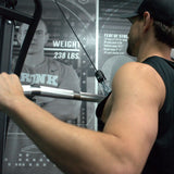 Gronk Fitness black revolving lat bar in use