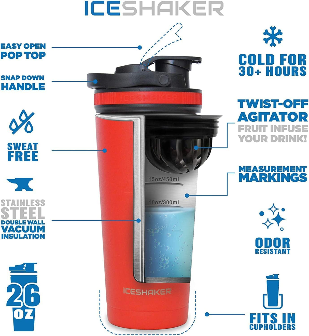 Ice Shaker w/ G&G Logo and Black Bands, 26oz G&G Fitness Equipment Miscellaneous, ice shaker, wipes, lube-n-walk, chalk gronkfitness_g-g-26oz-black-ice-shaker-black-bands-w-g-g-logo_view-3