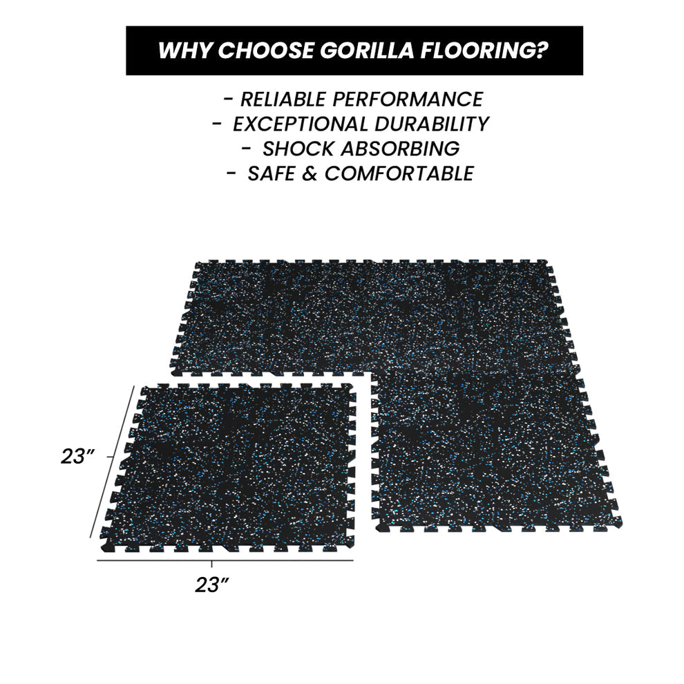 Gorilla 2 x 2 8mm Interlocking Rubber Flooring - Blue Jay - Final Stock G&G Fitness Equipment Variant(s) - Color gronkfitness_gorilla-2x2-8mm-tile-interlock-black-bluejay-10-final-stock_view-3