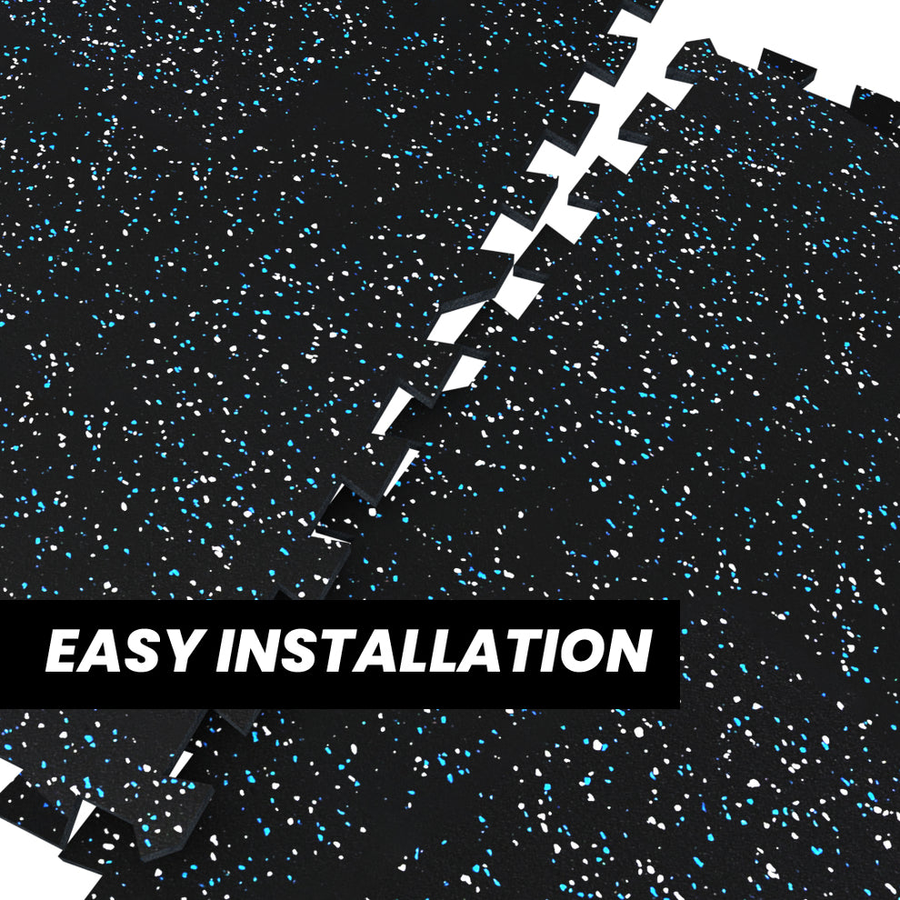 Gorilla 2 x 2 8mm Interlocking Rubber Flooring - Blue Jay - Final Stock G&G Fitness Equipment Variant(s) - Color gronkfitness_gorilla-2x2-8mm-tile-interlock-black-bluejay-10-final-stock_view-4