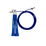Gronk Fitness blue jump rope coiled with handles