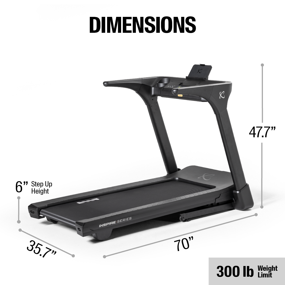 Inspire T4 Folding Treadmill with Tablet Holder Inspire Treadmills under 350lbs inspire_t4-folding-treadmill-110v-with-tablet-holder_view-7