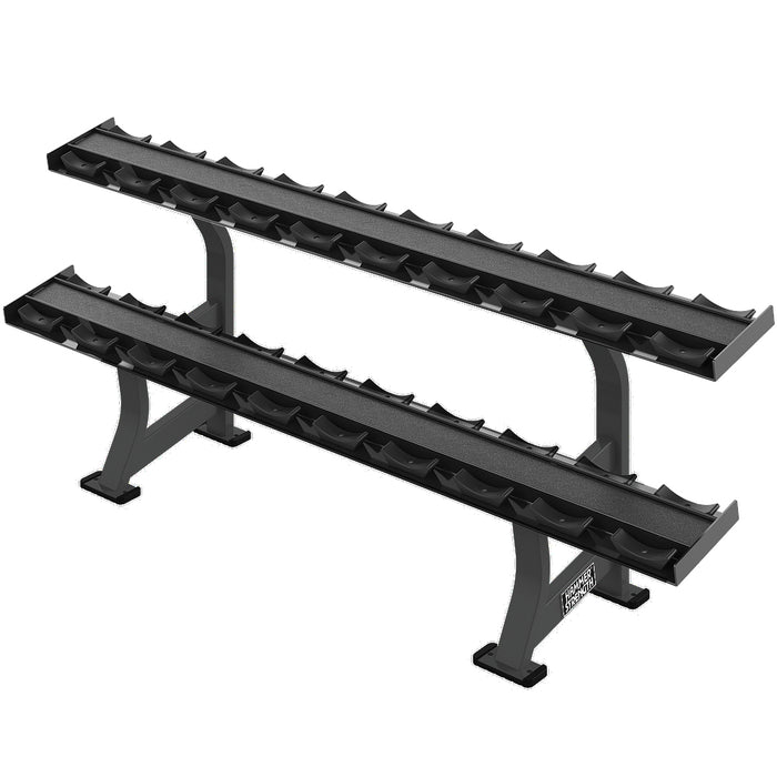 Hammer Strength Two Tier Dumbbell Rack Life Fitness Dumbell racks, power block stand, plate and bar storage, kettlebell racks, ball racks life-fitness_hammer-strength-two-tier-dumbbell-rack_main