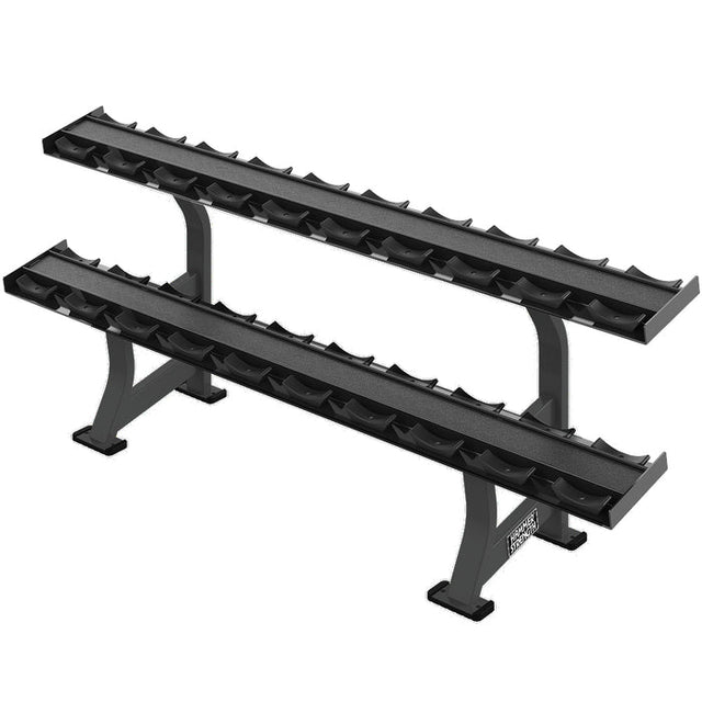 Hammer Strength Two Tier Dumbbell Rack Life Fitness Dumbell racks, power block stand, plate and bar storage, kettlebell racks, ball racks life-fitness_hammer-strength-two-tier-dumbbell-rack_main