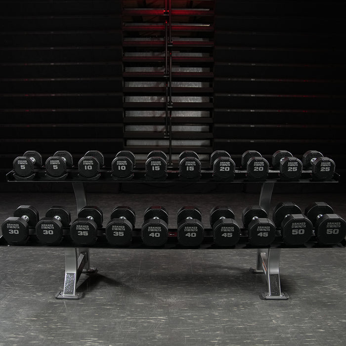 Hammer Strength Two Tier Dumbbell Rack Life Fitness Dumbell racks, power block stand, plate and bar storage, kettlebell racks, ball racks life-fitness_hammer-strength-two-tier-dumbbell-rack_view-2