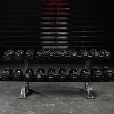 Hammer Strength Two Tier Dumbbell Rack Life Fitness Dumbell racks, power block stand, plate and bar storage, kettlebell racks, ball racks life-fitness_hammer-strength-two-tier-dumbbell-rack_view-2