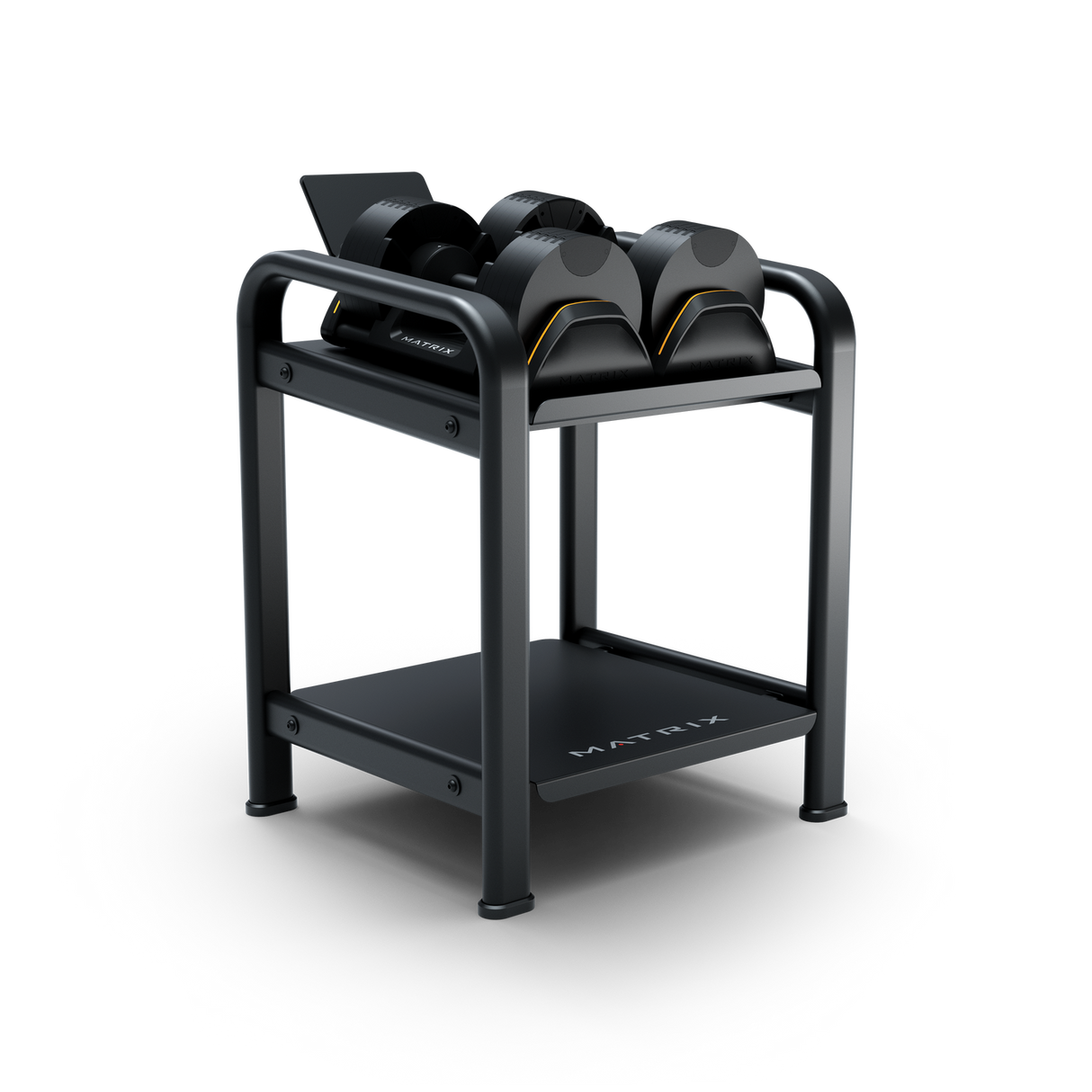 Matrix Adjustable Dumbbell Rack Matrix Dumbell racks, power block stand, plate and bar storage, kettlebell racks, ball racks matrix_adjustable-dumbbell-rack_view-2