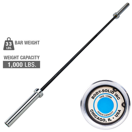 Body Solid OB79EXT 2" Olympic Lightweight Extreme 2" Olympic Bar Body Solid Lifting bars, weight bars, dumbbell handles ob79ext-hero__51721.1735321879