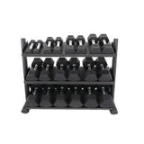 TKO 3-TIER SHELF DUMBBELL RACK TKO Dumbell racks, power block stand, plate and bar storage, kettlebell racks, ball racks tko_3-tier-kettlebell-rack_view-4