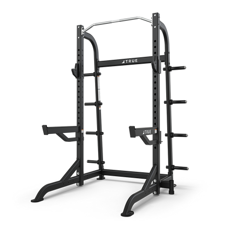 TRUE HALF RACK WITH PLATE HOLDERS MATTE BLACK - Final Stock TRUE Squat Rack , Smith add-on true_half-rack-with-plate-holders-matte-black-final-stock_main