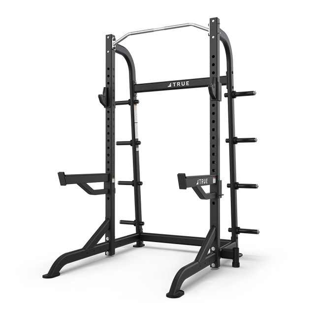 TRUE HALF RACK WITH PLATE HOLDERS MATTE BLACK - Final Stock TRUE Squat Rack , Smith add-on true_half-rack-with-plate-holders-matte-black-final-stock_main