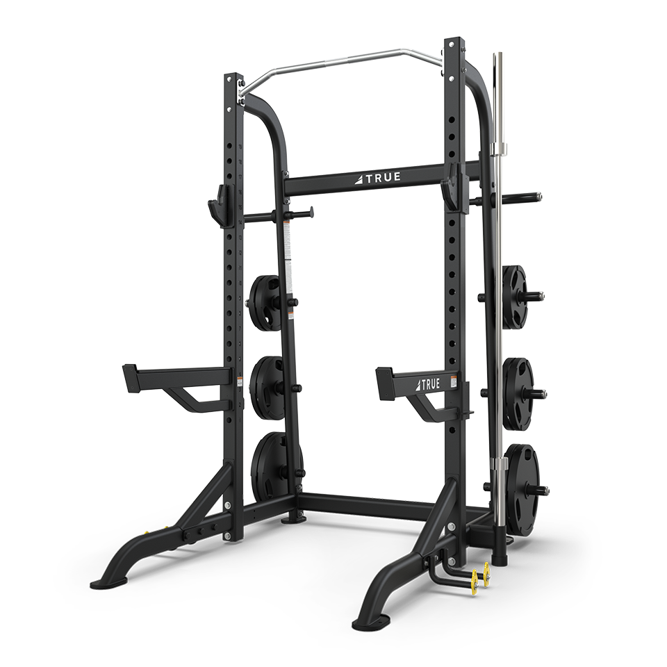 TRUE HALF RACK WITH PLATE HOLDERS MATTE BLACK - Final Stock TRUE Squat Rack , Smith add-on true_half-rack-with-plate-holders-matte-black-final-stock_view-2